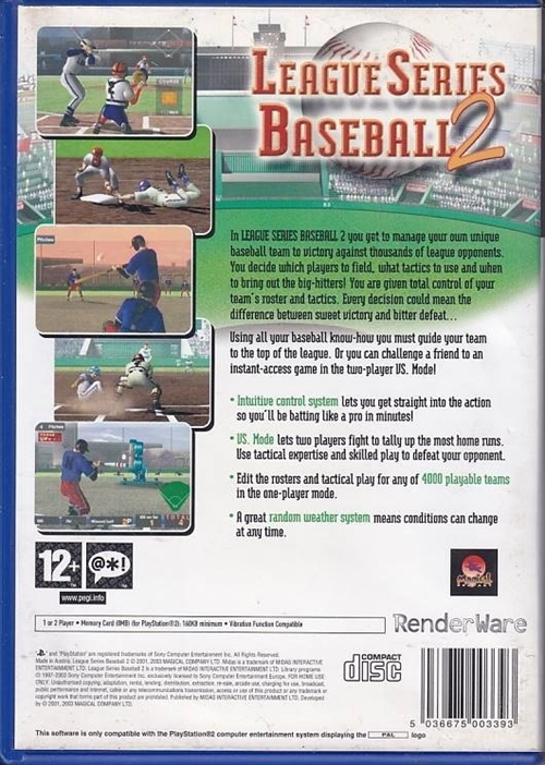 League Series Baseball 2 - PS2 (B Grade) (Genbrug)